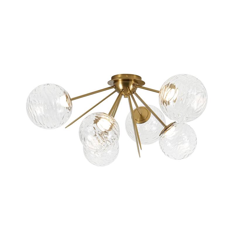 Sculptural Textured Glass Globe Dimmable LED Sputnik Ceiling Light