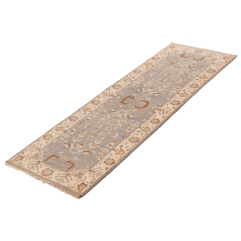 ECARPETGALLERY Hand-knotted Royal Oushak Light Blue Wool Rug - 2'9 x 7'11