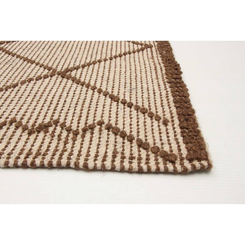 ECARPETGALLERY Braid weave Sienna Khaki Wool Rug - 5'0 x 7'9