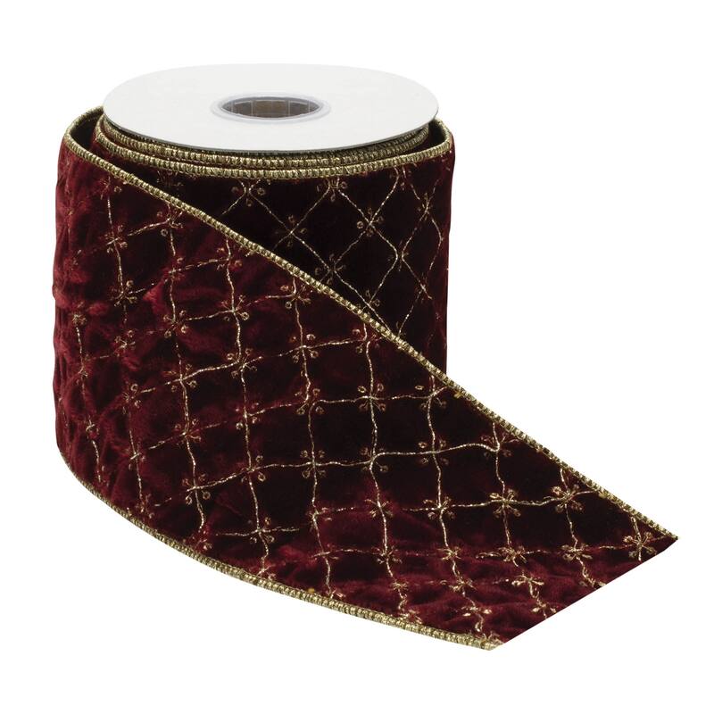 Ornate Diamond Pattern Wired Ribbon (Set of 2) - N/A