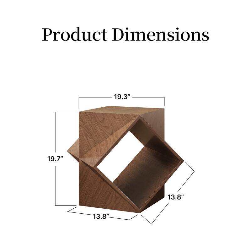 Polygonal Storage Art Side Table Modern Minimalist Wood-grain Sofa End Tables Creative 3d-shaped Living Room Storage Side Table