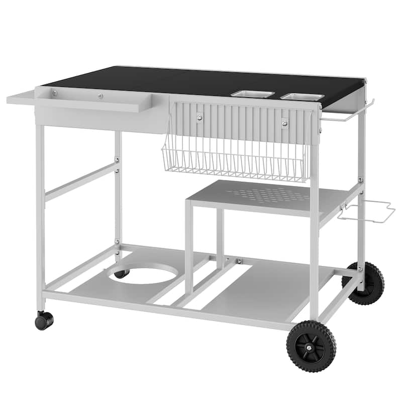 Futzca Outdoor Kitchen Pizza Cart with Storage - N/A