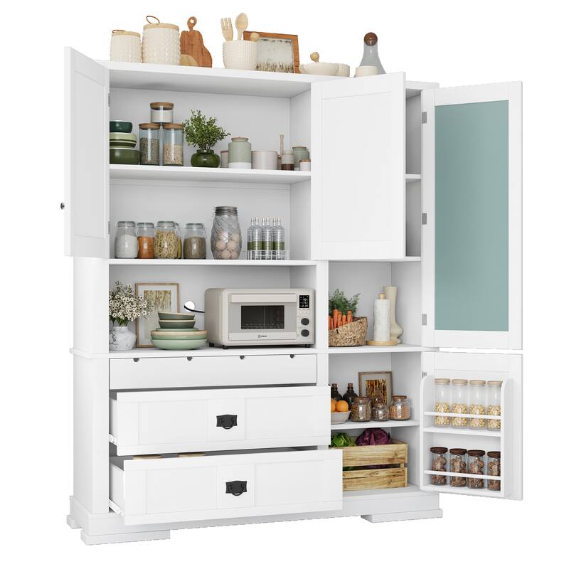 Traditional 63.3x17.8x78.3inch Freestanding Buffet with Hutch