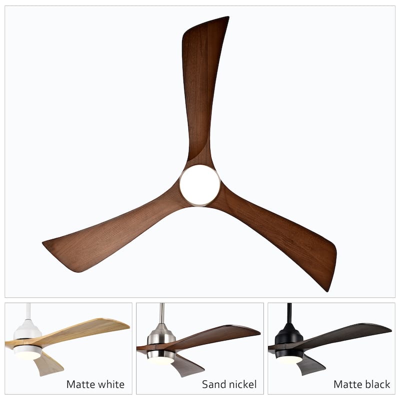 Sofucor 52 Inch Quiet Ceiling Fan with 3 Solid Wood Blades,Light & Remote,Reversible Ceiling Fan,for Patio Living Room,Bedroom