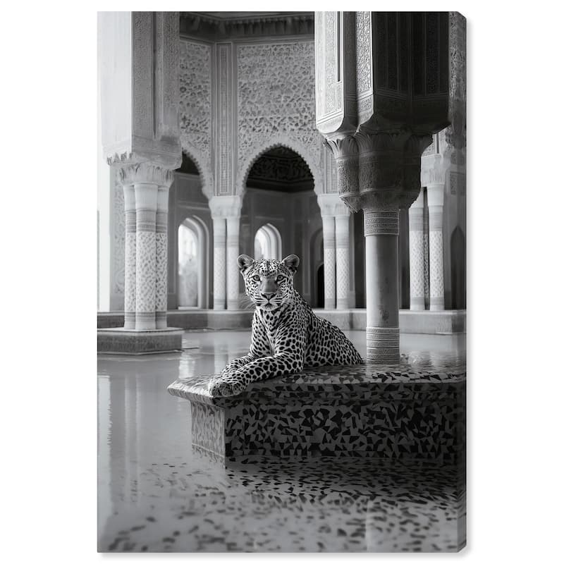 Peaceful Posing Leopard Noir Canvas by Art Remedy, Gallery Wrapped - 36" x 54"