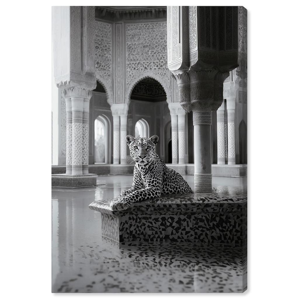 Peaceful Posing Leopard Noir Canvas by Art Remedy, Gallery Wrapped