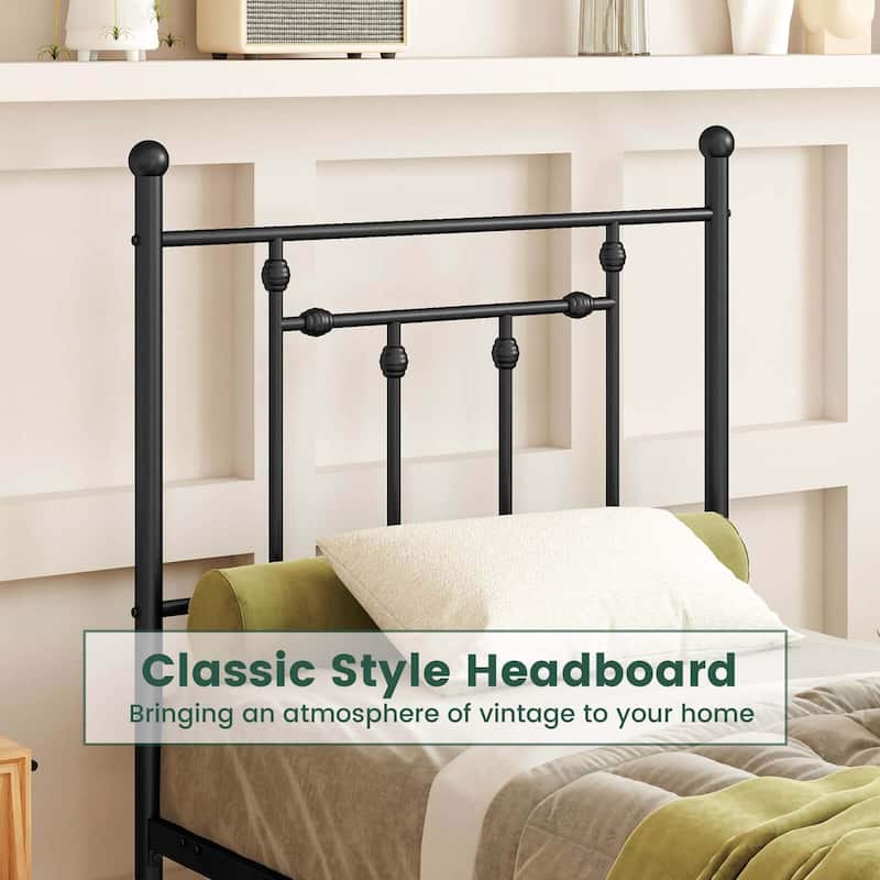 Costway Twin/Full/Queen Size Metal Bed Frame with Headboard Under-bed