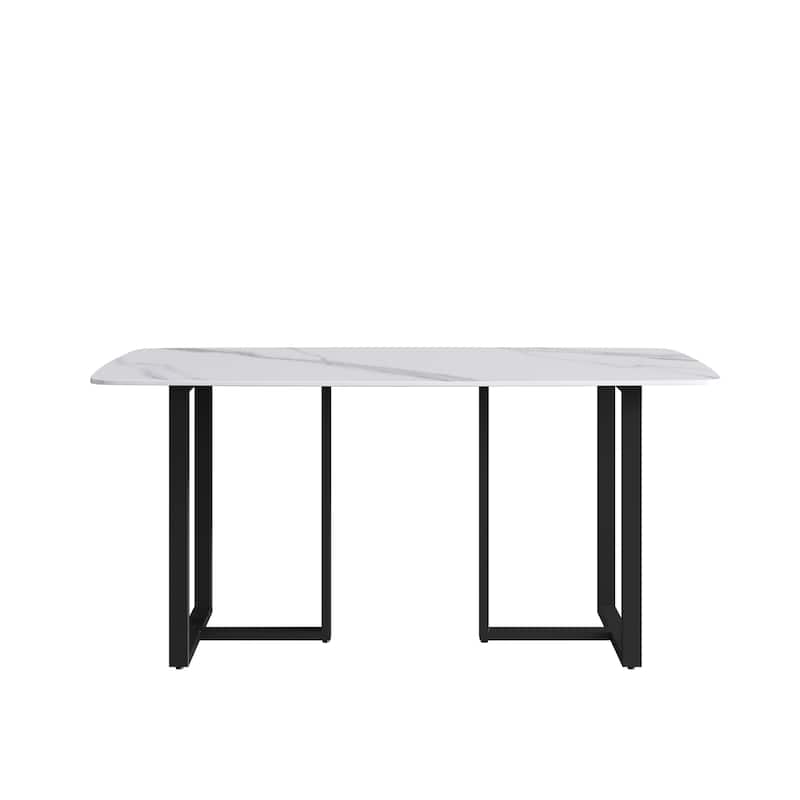 63 inch Modern White Rectangular Dining Table