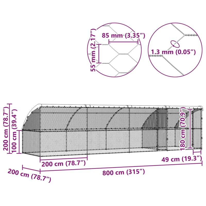 vidaXL Dog Kennel 2 pcs Silver Steel