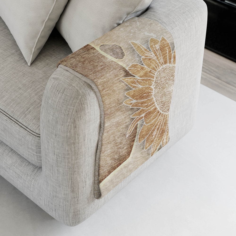 Premium Machine Washable Abstract Floral Sherpa Throw Blanket