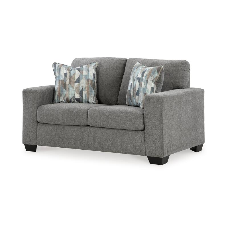 Gavin Loveseat, Graphite Gray Polyester, 2 Accent Pillows, 62 Inch