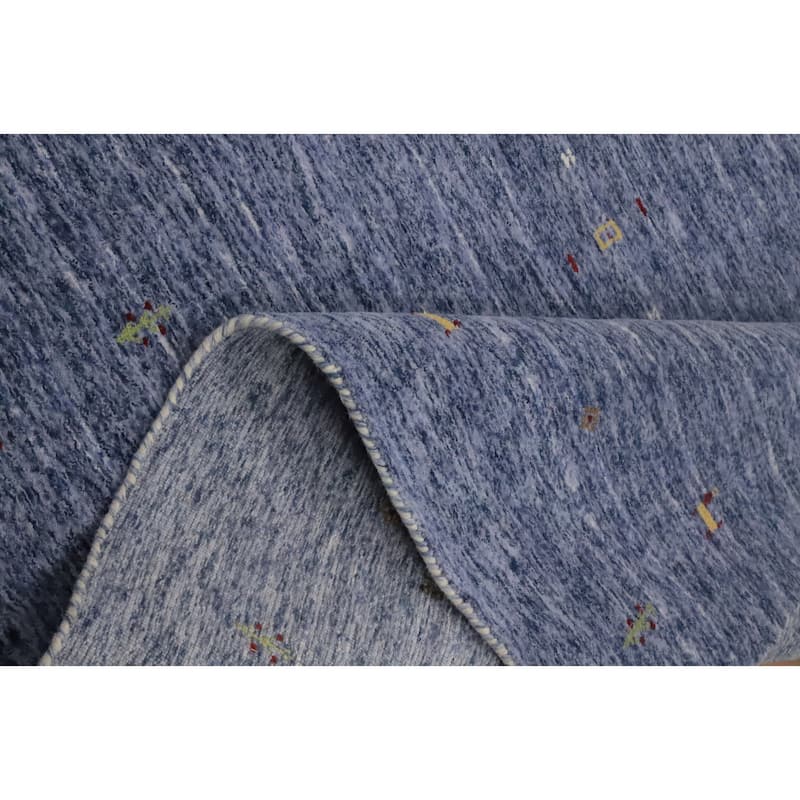 Hand Knotted Oriental 100% Wool Carpet Tribal Animal Pictorial Navy Blue & Blues Gabbeh Area Rug - 6' 0'' X 6' 1''