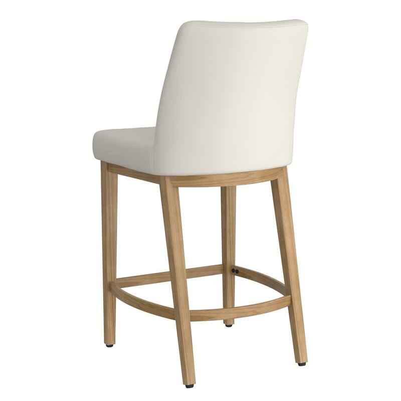 Modern Fabric and Metal 26" Counter Stool, Set of 2 - Beige and Black - N/A