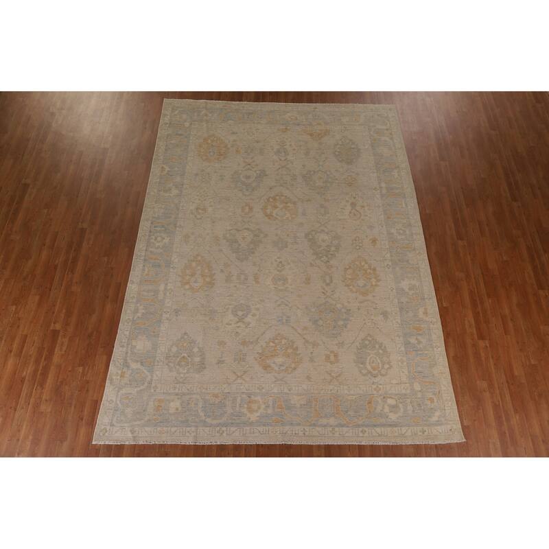 Floral Oushak Turkish Area Rug Hand-knotted Wool Carpet - 8'8"x 11'10"