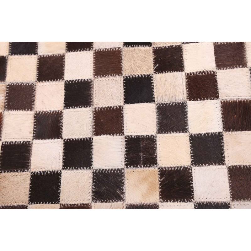ECARPETGALLERY Handmade Cowhide Patchwork Black, Tan Leather Rug - 5'1 x 8'0