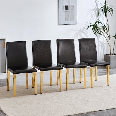 4Pcs PU Backrest Dining Chairs for Minimalist and Modern Home Styles
