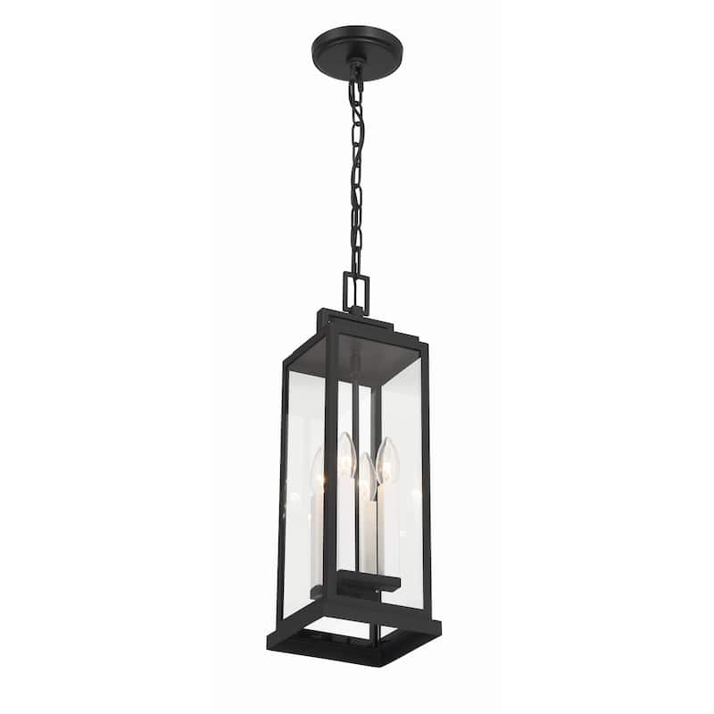 Aspen 4 Light Matte Black Outdoor Pendant - 6.5"W x 20.5"H x 6.5"D