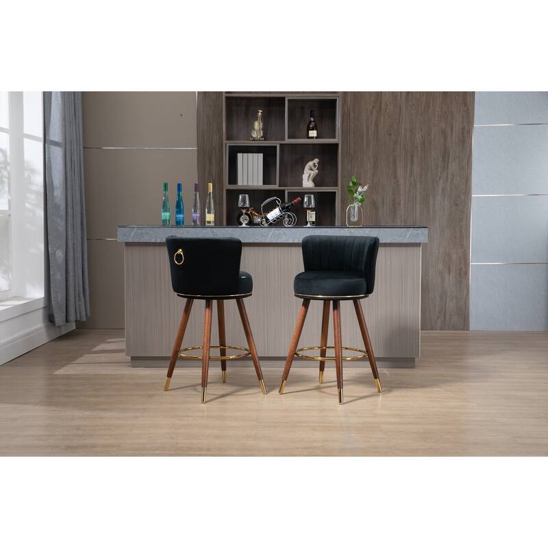 Counter Height Bar Stools Set of 2 for Kitchen Counter Solid Wood Legs