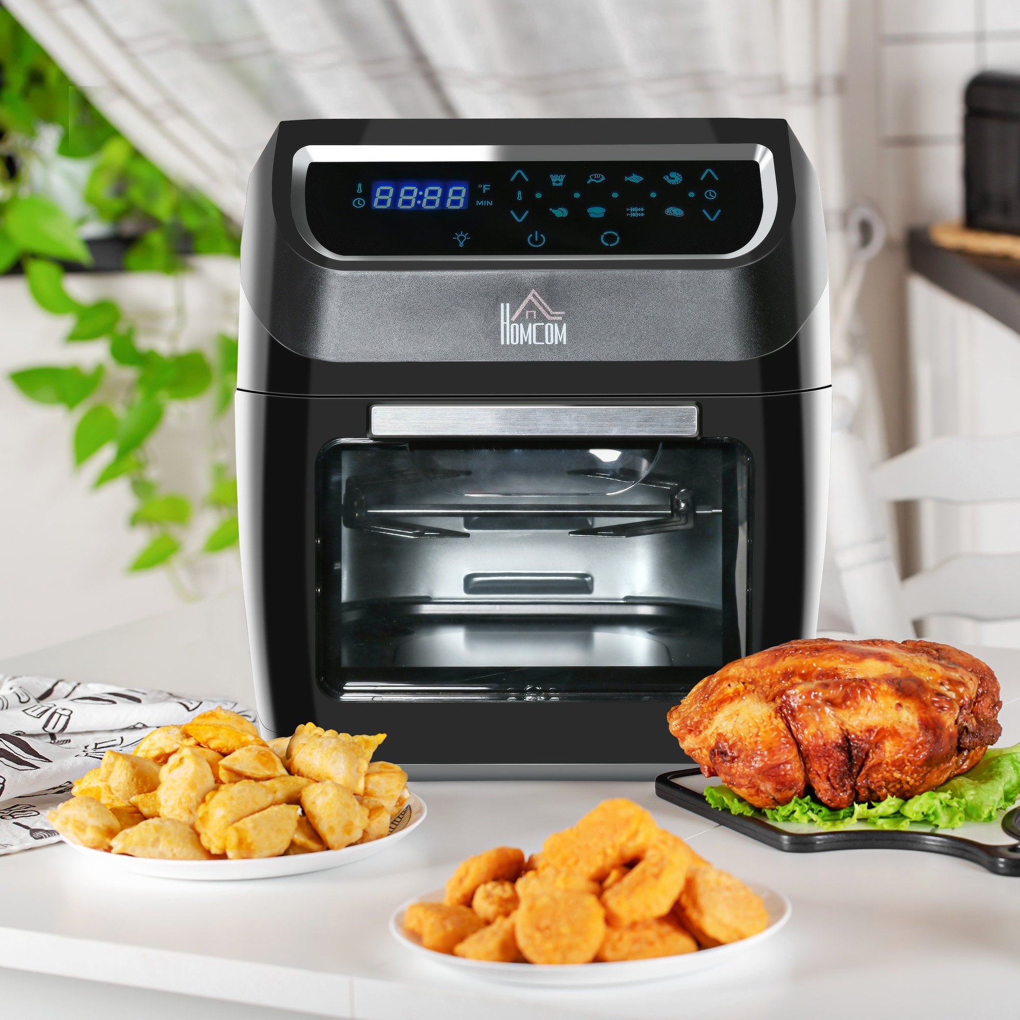COSTWAY Air Fryer Oven, 8-In-1 Convection Air Dehydrator Oven with 6  Rotisserie Accessories, LED Touch Screen, Countertop Air Broiler Oven for  Pizza