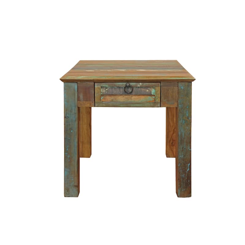 HomeRoots 24" Brown Solid Wood Square End Table With Drawer - 24.00 in. x 24.00 in. x 24.00 in.