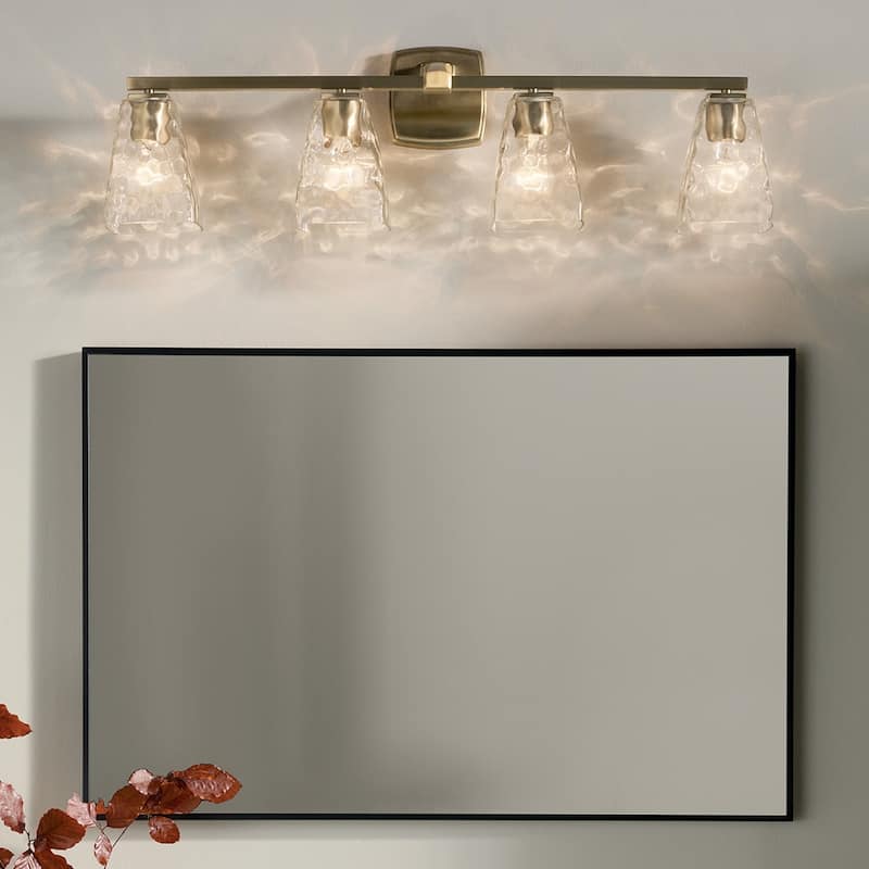 Kichler Lighting Marant 33.25" 4-Light Vanity Light with Clear Water Glass in Champagne Bronze