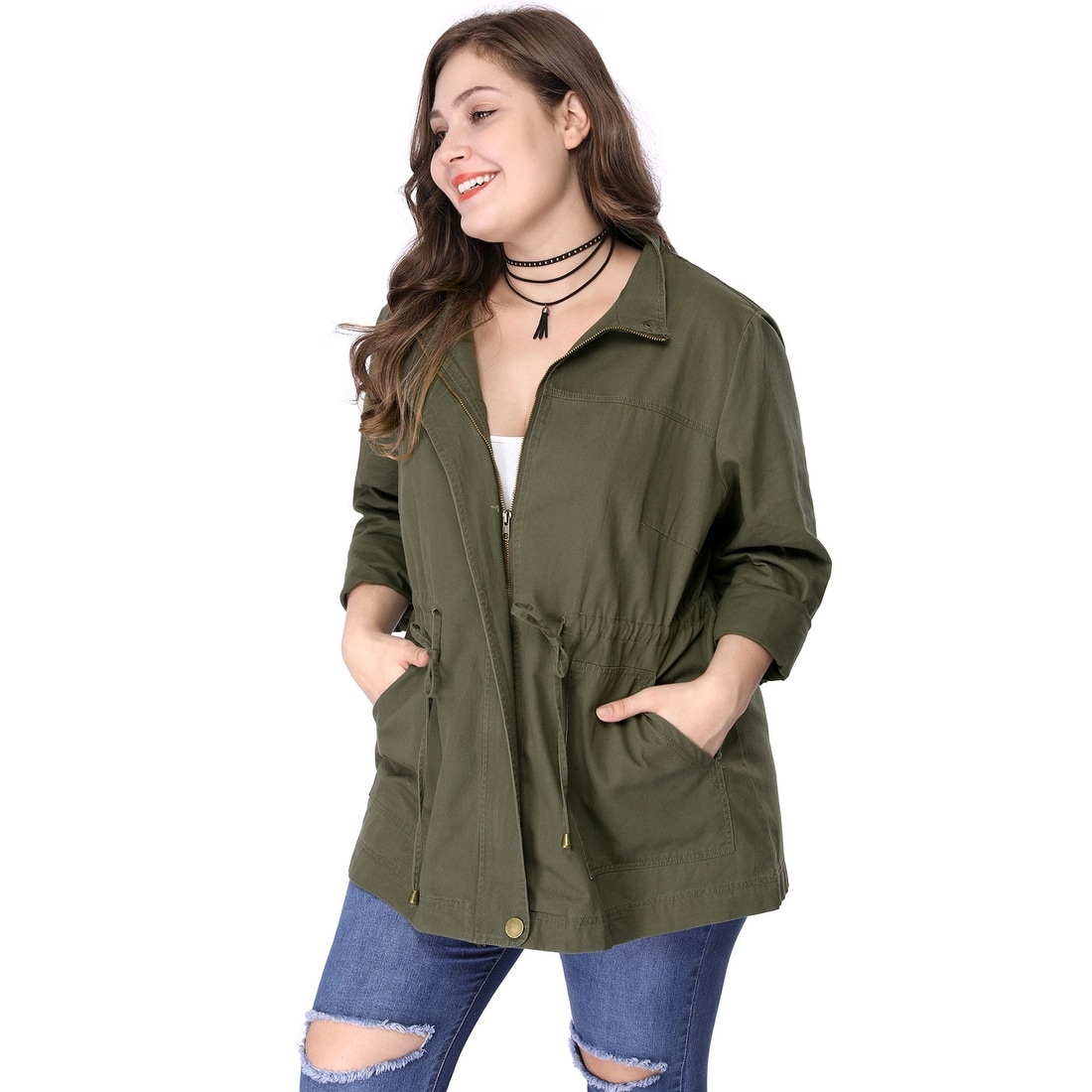 plus size black utility jacket