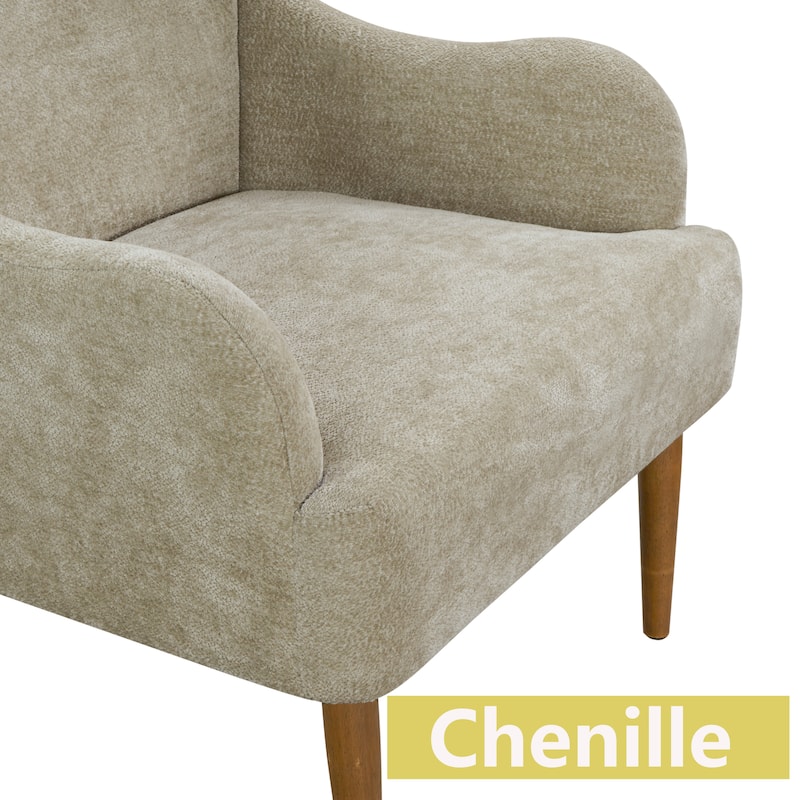 Modern Chenille Armchair Comfy Accent Chair with Wood Legs
