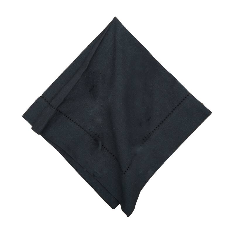 Hemstitch Solid Black Napkin, Set of 6