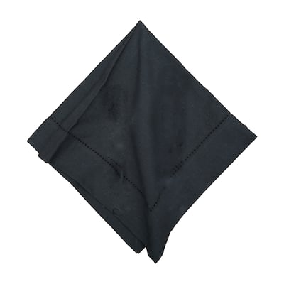 Hemstitch Solid Black Napkin, Set of 6