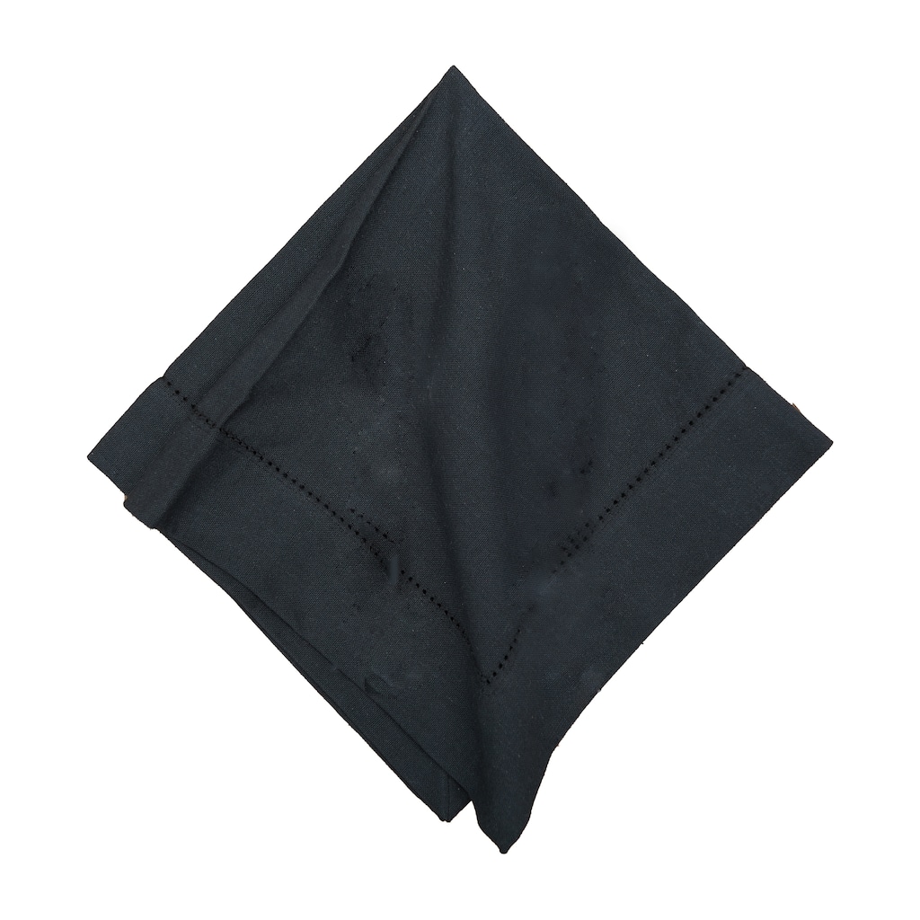 Hemstitch Solid Black Napkin, Set of 6
