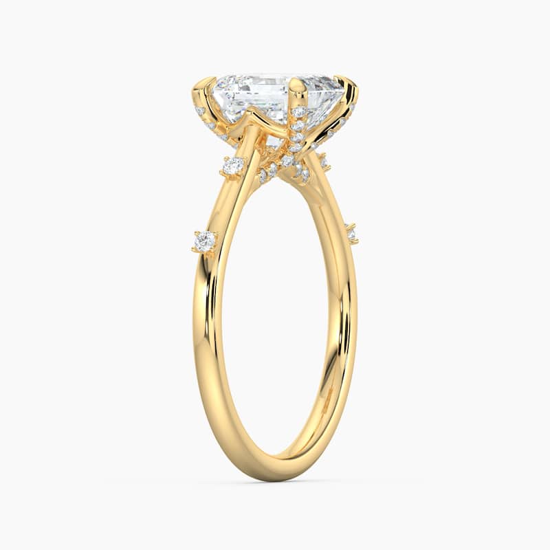 Auriya 14k Gold Petite Diamond Station Asscher Lab Grown Engagement Ring 1.00 to 5.00 ct. tw. (F-G, VS)