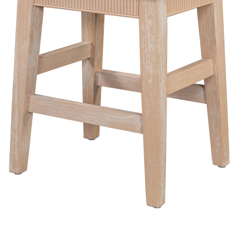 4-Piece Bar Dining Table Set with Stools & 3 Storage Drawers, Counter Height Kitchen Table Set with USB Charging Ports