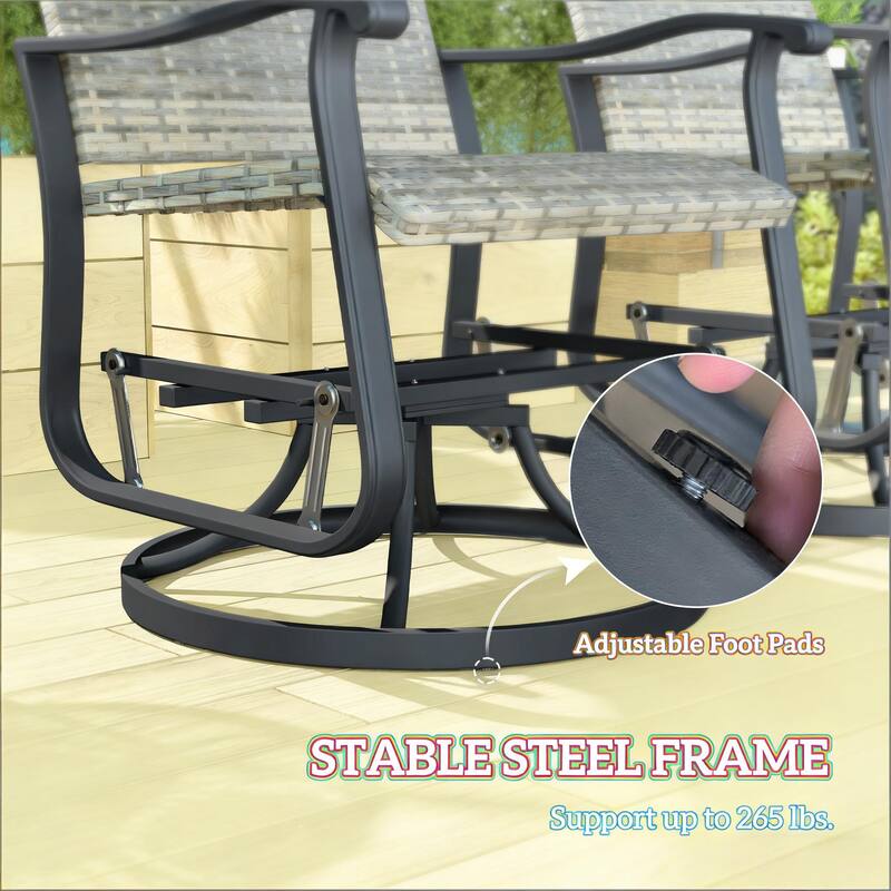 GDFStudio - Sebastian Outdoor Wicker Swivel Glider Chair Set of 2