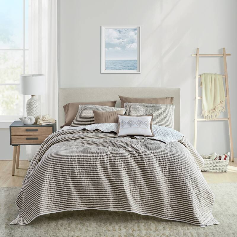 Wonderful 5 Piece Striped Coverlet Set
