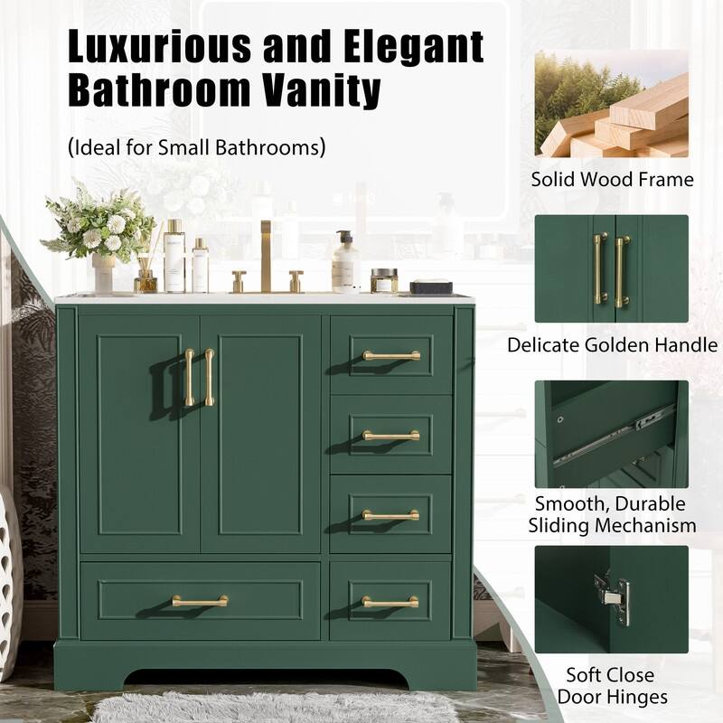 MEDUNJESS 36'' Bathroom Vanity with Ceramic Sink, Bathroom Storage Cabinet