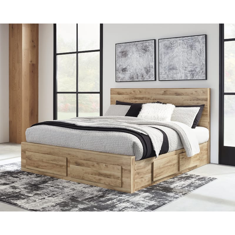 Signature Design by Ashley Hyanna Tan Brown Bed with 2 Side Storage - King