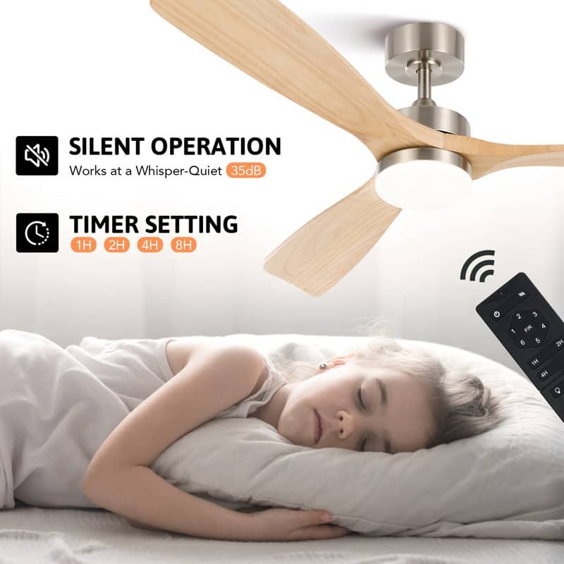 CO-Z 52" 3 Blade Modern LED Ceiling Fan with Light and Remote Control
