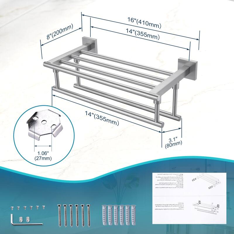 WOWOW Two Towel Holders Wall mounted Towel Rack