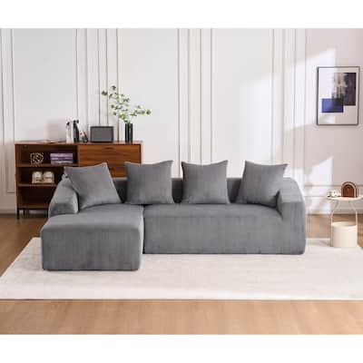 LY-023 COMPRESSION SOFA: Combining chaise longue with 3-seater, Corduroy Fabric, full sponge compression sofa,combined s
