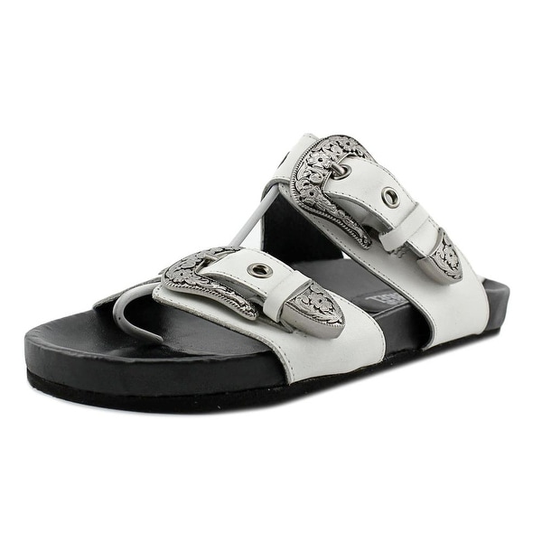 Eight Second Angel Sheniah Western Sandal Women Leather White Slides Sandal