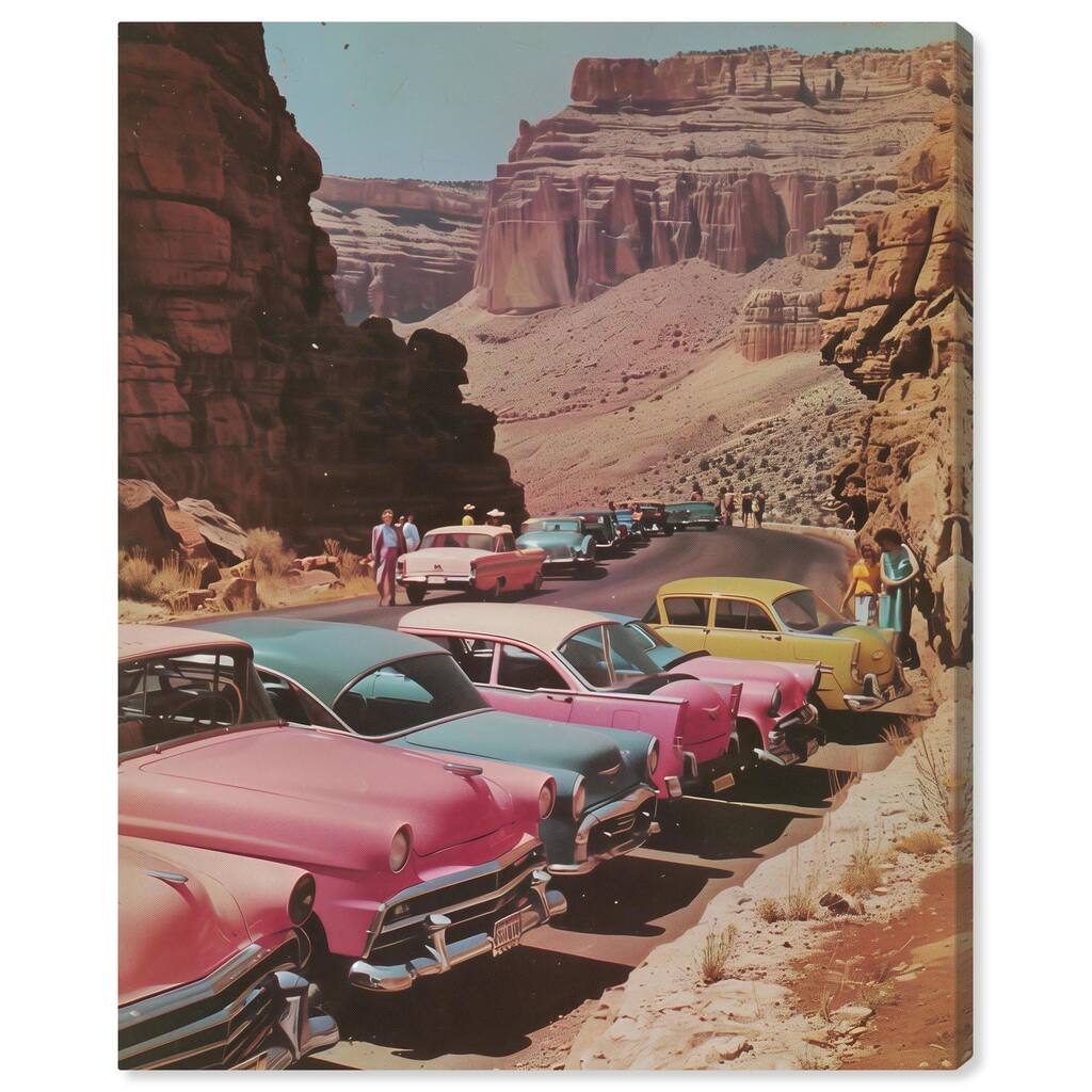 Vintage Canyon Visit Canvas by Art Remedy, Gallery Wrapped