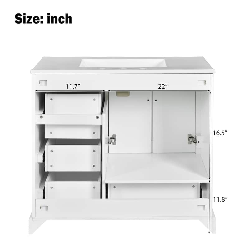 Bathroom Vanity with Resin Sink, Bathroom Vanity Set with 4 Drawers, Bathroom Storage Cabinet with 2 Soft Close Doors
