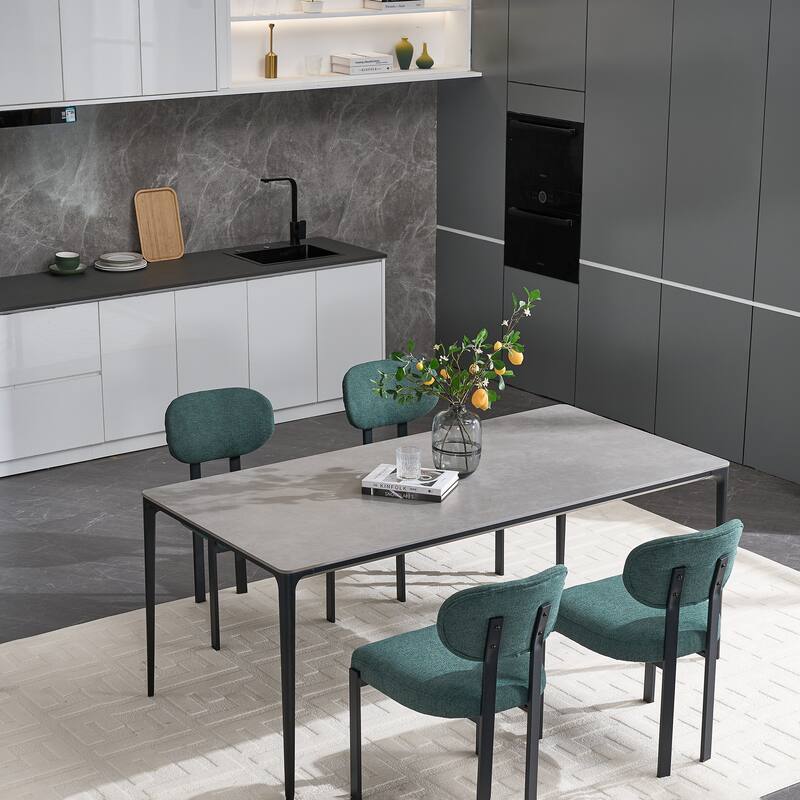 Modern Curved 2 Piece Kitchen Dining Chairs with Cushions, Backrest, Metal Legs for Dining Room Kitchen Living Room Bedroom