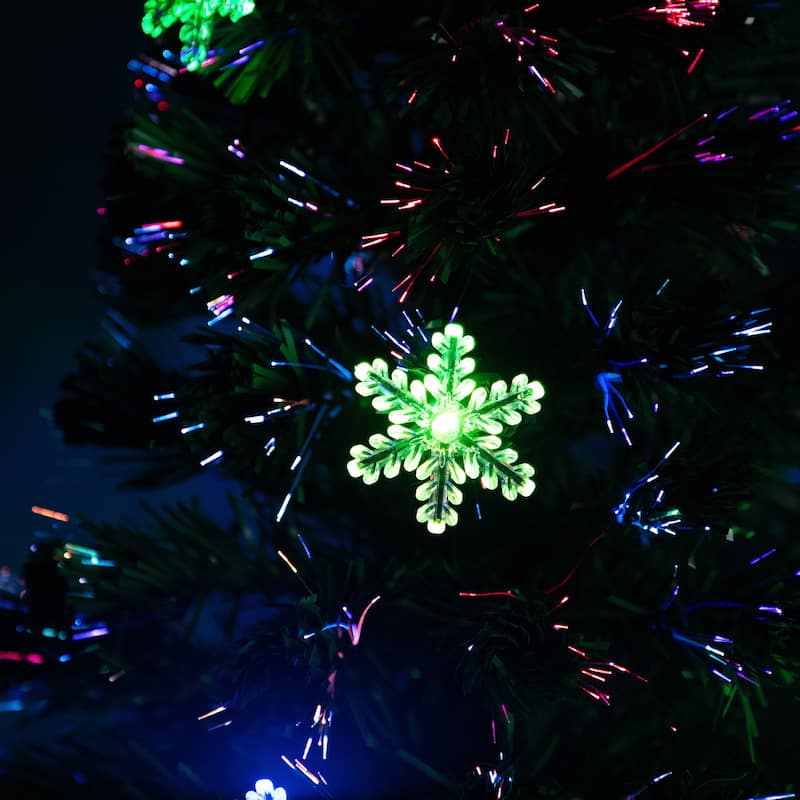 Pre-Lit Fiber Optic Snowflake Artificial Christmas Tree - 7' - Multi LED Lights