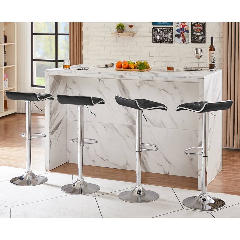 VECELO Barstools Adjustable Height Faux Leather Backless Modern Swivel Bar Stools (Set of 2)-Five colors