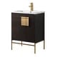 preview thumbnail 12 of 54, 24-inch Modern Bathroom Vanity Set w/ Vitreous China Sink Top Satin Brass - Black Oak Straight Grain
