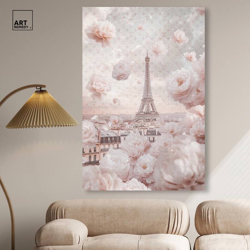 Raining Petals in Paris Canvas by Art Remedy, Gallery Wrapped
