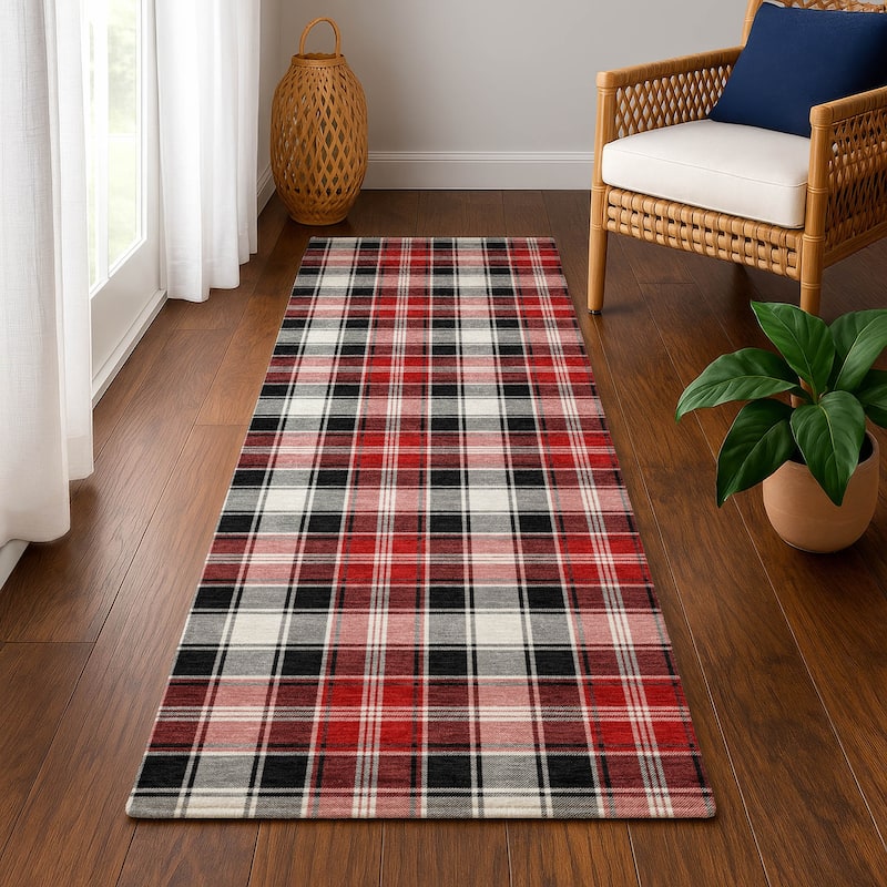 Premium Washable Super Soft Christmas Plaid Mayfield Rug - Black - 2'3" x 7'6"