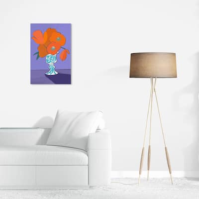 Wynwood Studio Canvas Floral and Botanical Sort of Poppies Orange and Pastel Purple Modern & Contemporary Wall Art Canvas Print