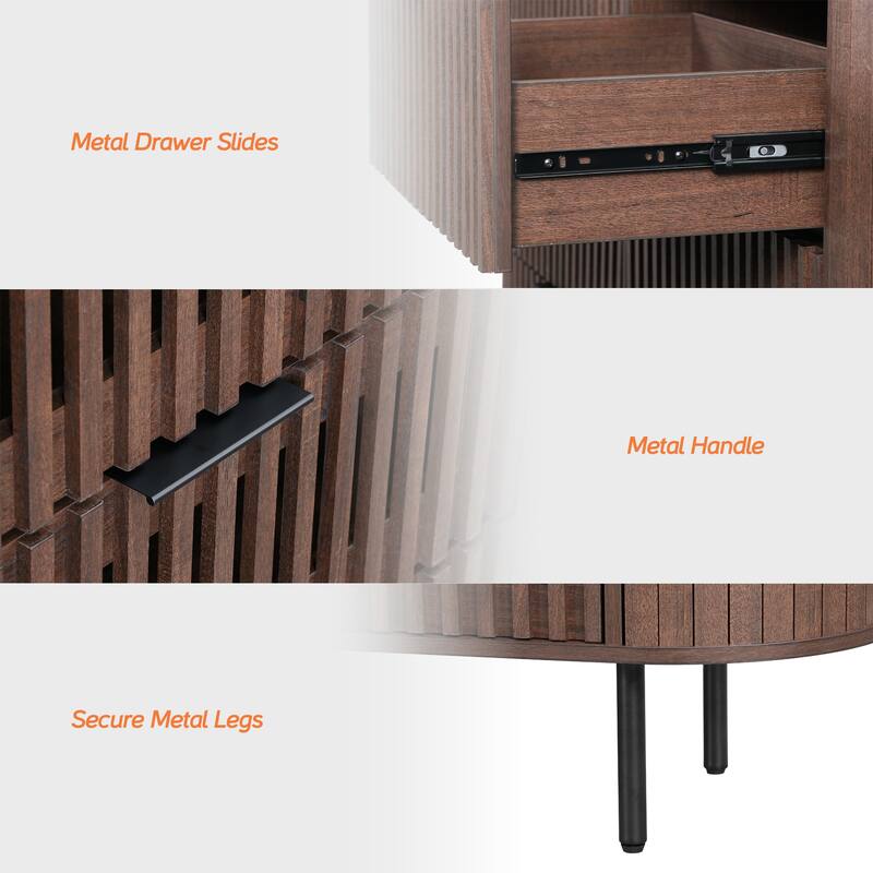 WAMPAT Fluted 2-Drawer Nightstand